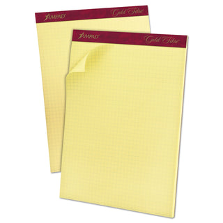 Gold Fibre Canary Quadrille Pads, Stapled with Perforated Sheets, Quadrille Rule (4 sq/in), 50 Canary 8.5 x 11.75 Sheets - 