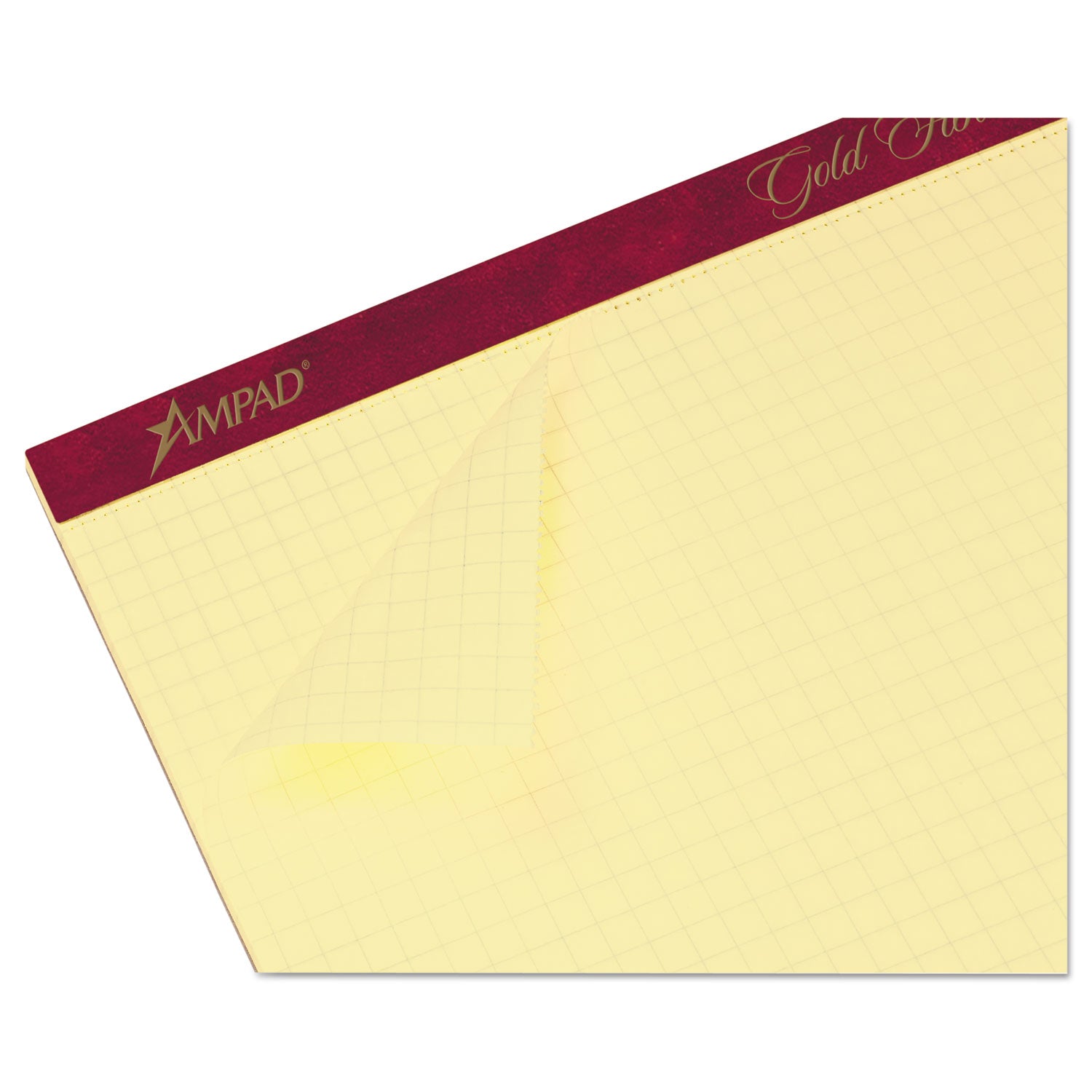 Gold Fibre Canary Quadrille Pads, Stapled with Perforated Sheets, Quadrille Rule (4 sq/in), 50 Canary 8.5 x 11.75 Sheets - 