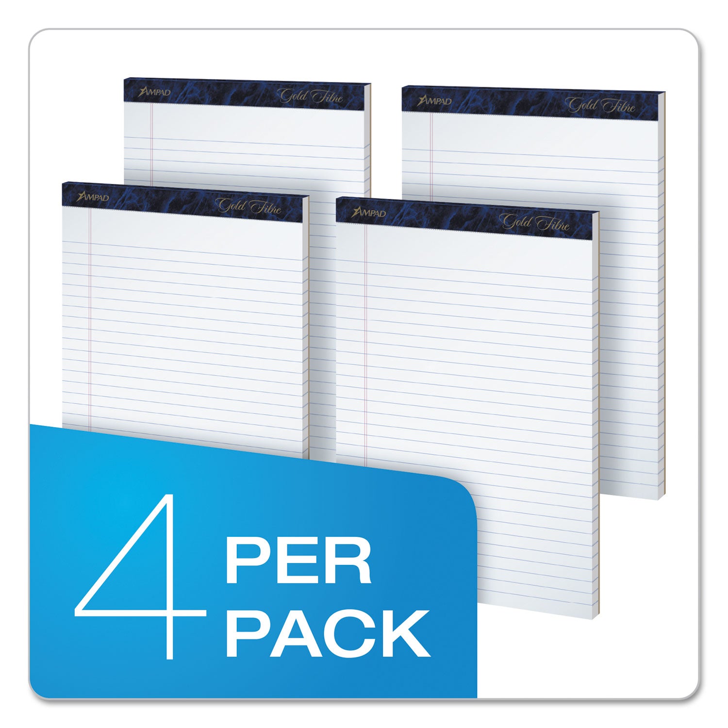 TOPS Gold Fibre Ruled Perforated Writing Pads, Sold as 1 Package, 4 Each per Package