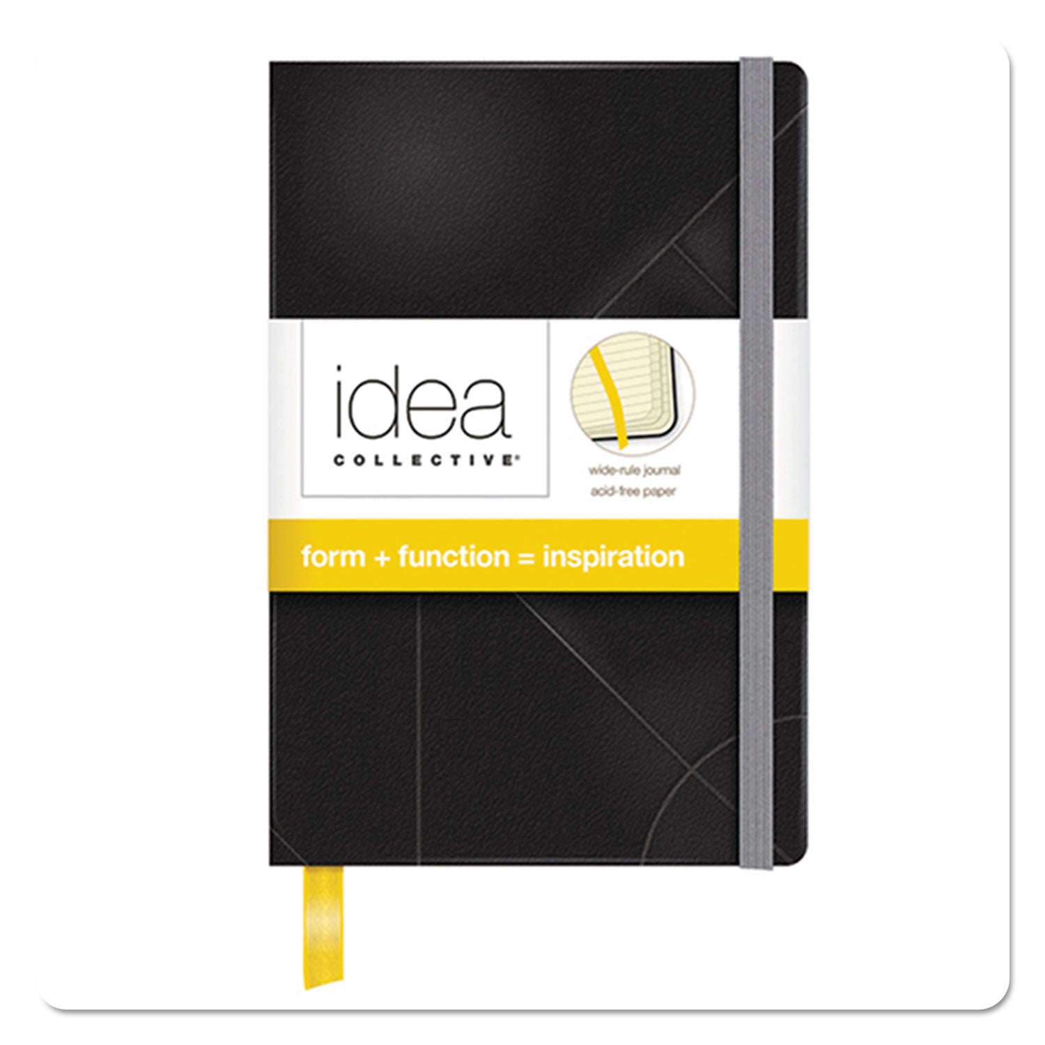 Idea Collective Journal, Hardcover with Elastic Closure, 1-Subject, Wide/Legal Rule, Black Cover, (96) 5.5 x 3.5 Sheets - 