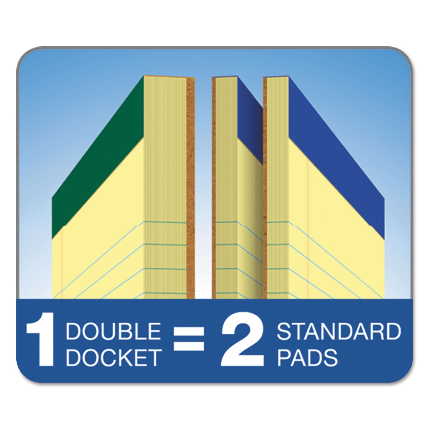 Double Docket Ruled Pads, Pitman Rule Variation (Offset Dividing Line - 3" Left), 100 Canary 8.5 x 11.75 Sheets, 6/Pack - 