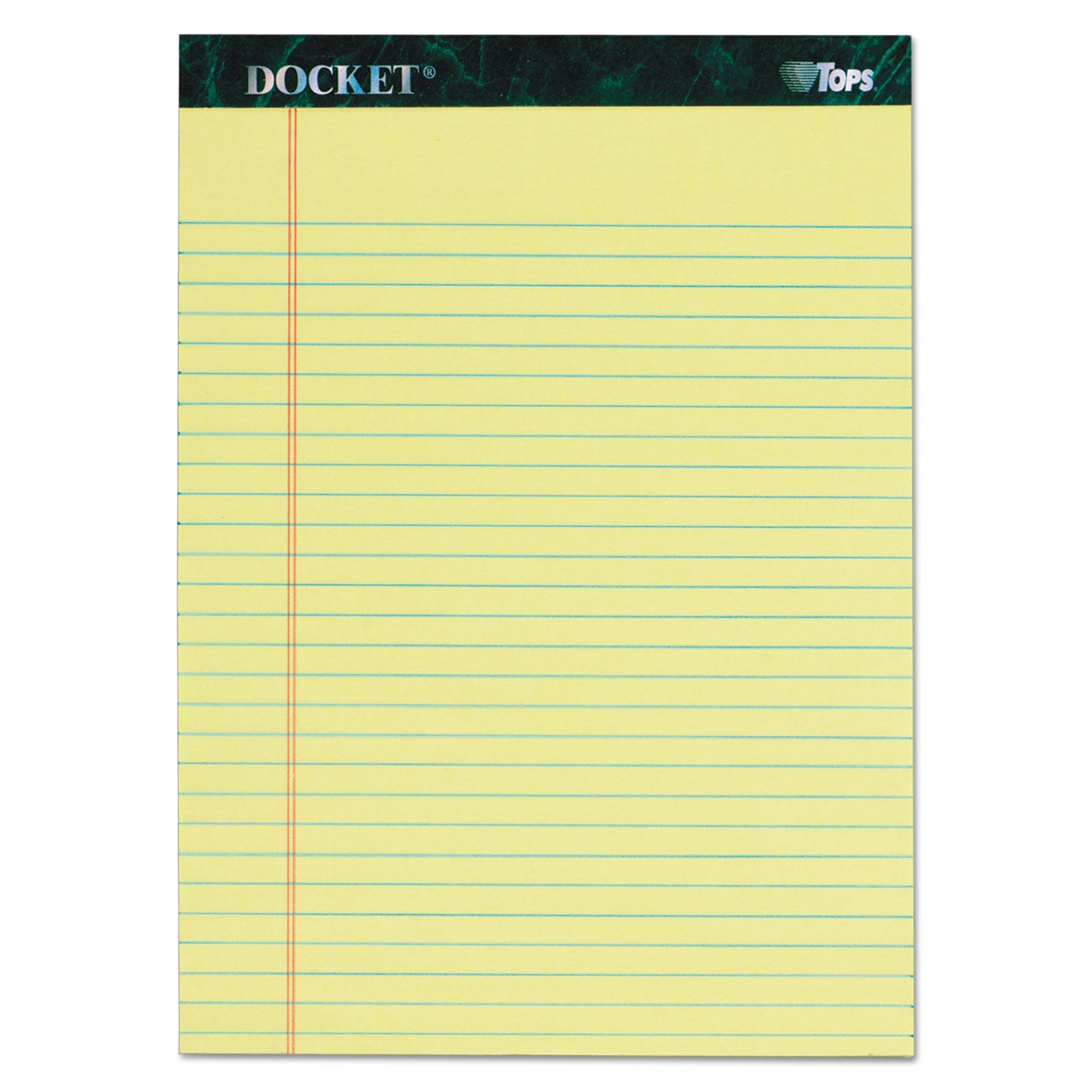 Docket Ruled Perforated Pads, Wide/Legal Rule, 50 Canary-Yellow 8.5 x 11.75 Sheets, 6/Pack - 