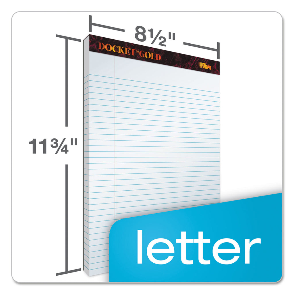 Docket Gold Ruled Perforated Pads, Wide/Legal Rule, 50 White 8.5 x 11.75 Sheets, 12/Pack
