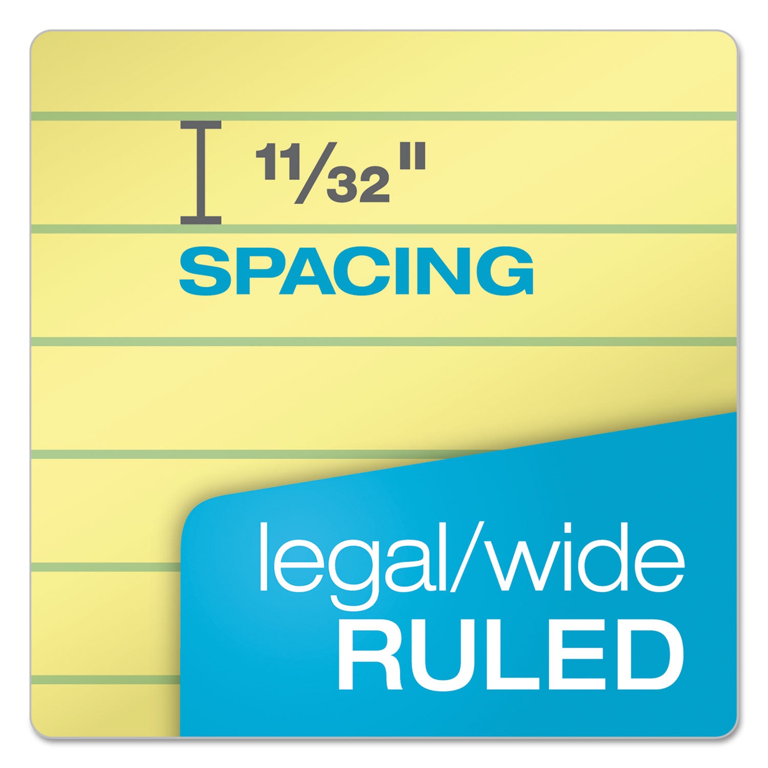 Docket Gold Ruled Perforated Pads, Wide/Legal Rule, 50 Canary-Yellow 8.5 x 14 Sheets, 12/Pack