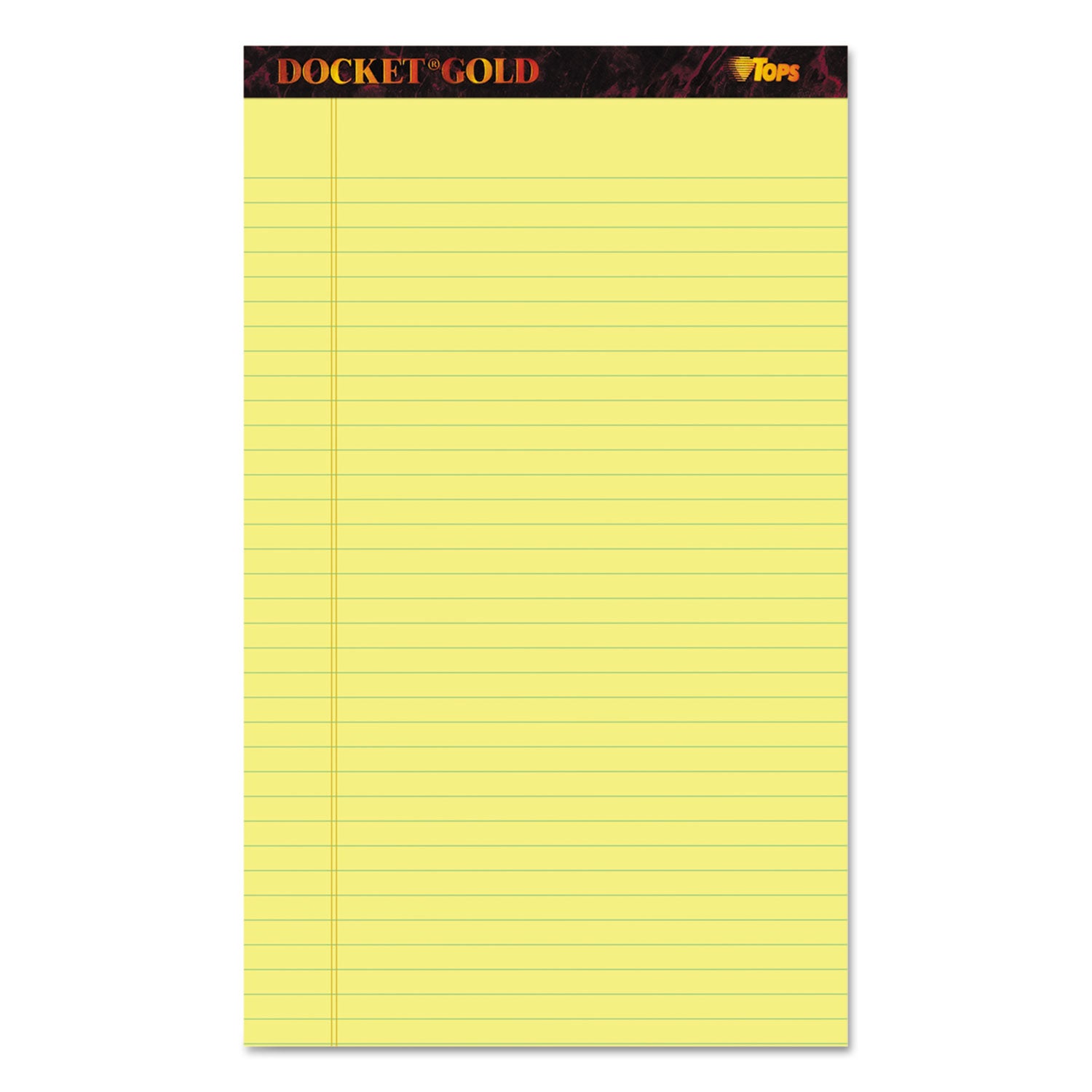 Docket Gold Ruled Perforated Pads, Wide/Legal Rule, 50 Canary-Yellow 8.5 x 14 Sheets, 12/Pack - 