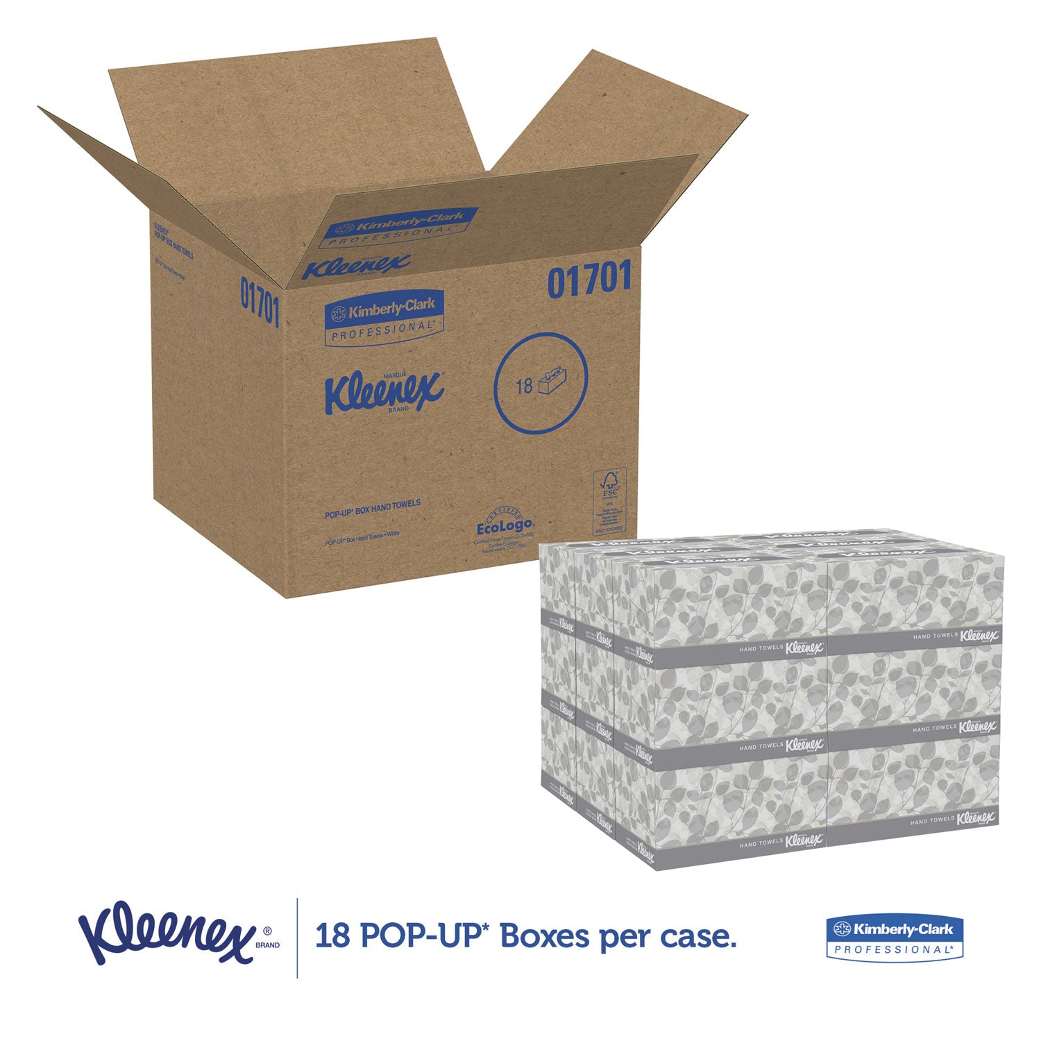 Hand Towels, POP-UP Box, Cloth, 1-Ply, 9 x 10.5, Unscented, White, 120/Box, 18 Boxes/Carton - 
