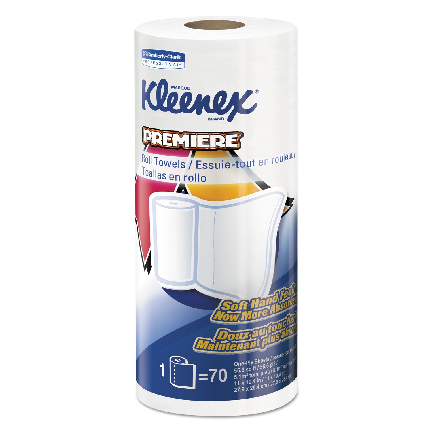 Premiere Kitchen Roll Towels, 1-Ply, 11 x 10.4, White, 70/Roll, 24 Rolls/Carton - 
