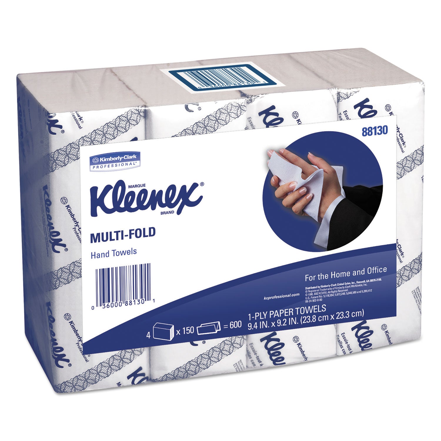 Multi-Fold Paper Towels, 4-Pack Bundles, 1-Ply, 9.2 x 9.4, White, 150/Pack, 16 Packs/Carton - 