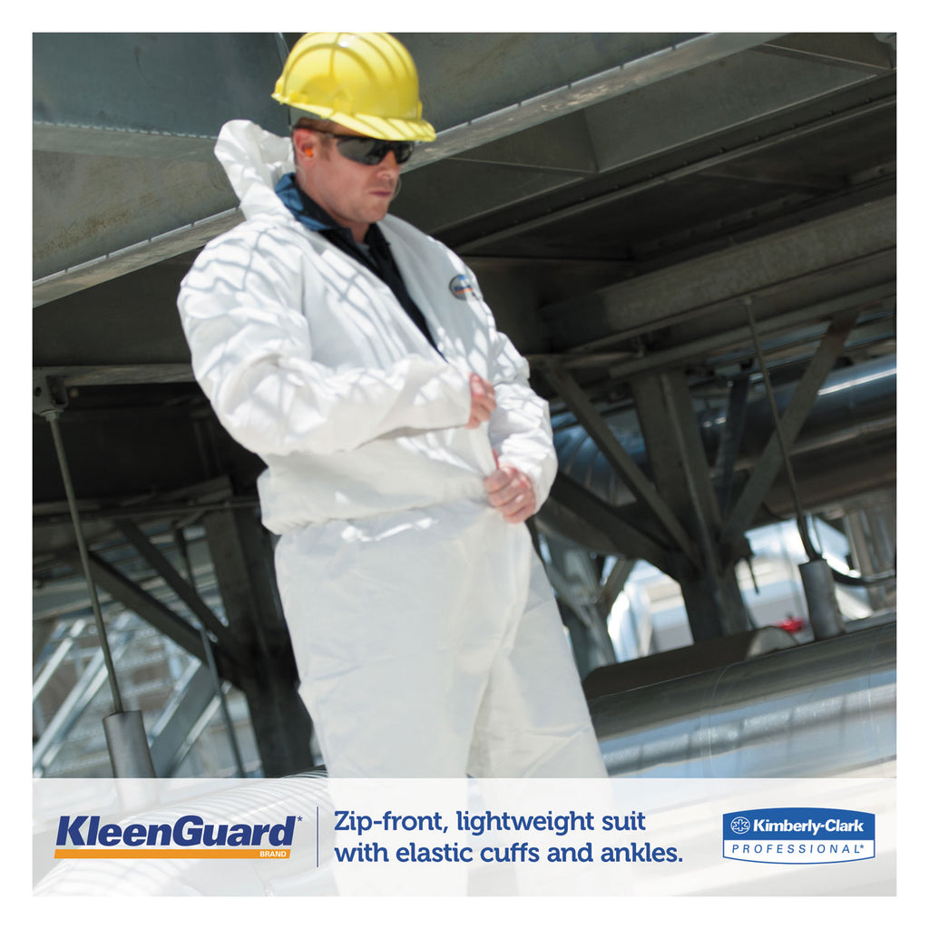 A35 Liquid and Particle Protection Coveralls, Zipper Front, Hooded, Elastic Wrists and Ankles, 2X-Large, White, 25/Carton