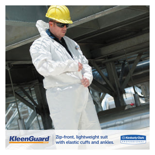 A35 Liquid and Particle Protection Coveralls, Zipper Front, Hooded, Elastic Wrists and Ankles, X-Large, White, 25/Carton