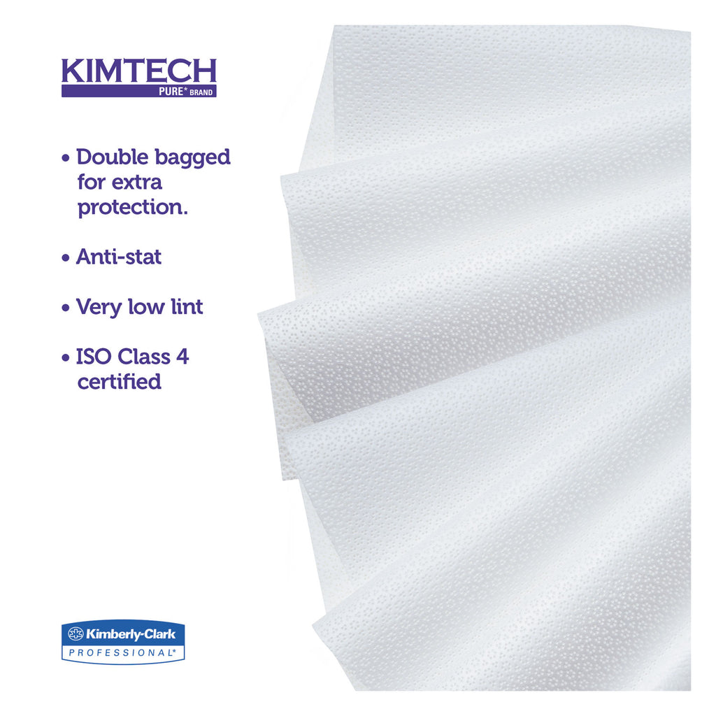 W4 Critical Task Wipers, Flat Double Bag, 12 x 12, Unscented, White, 100/Bag, 5 Bags/Carton - 