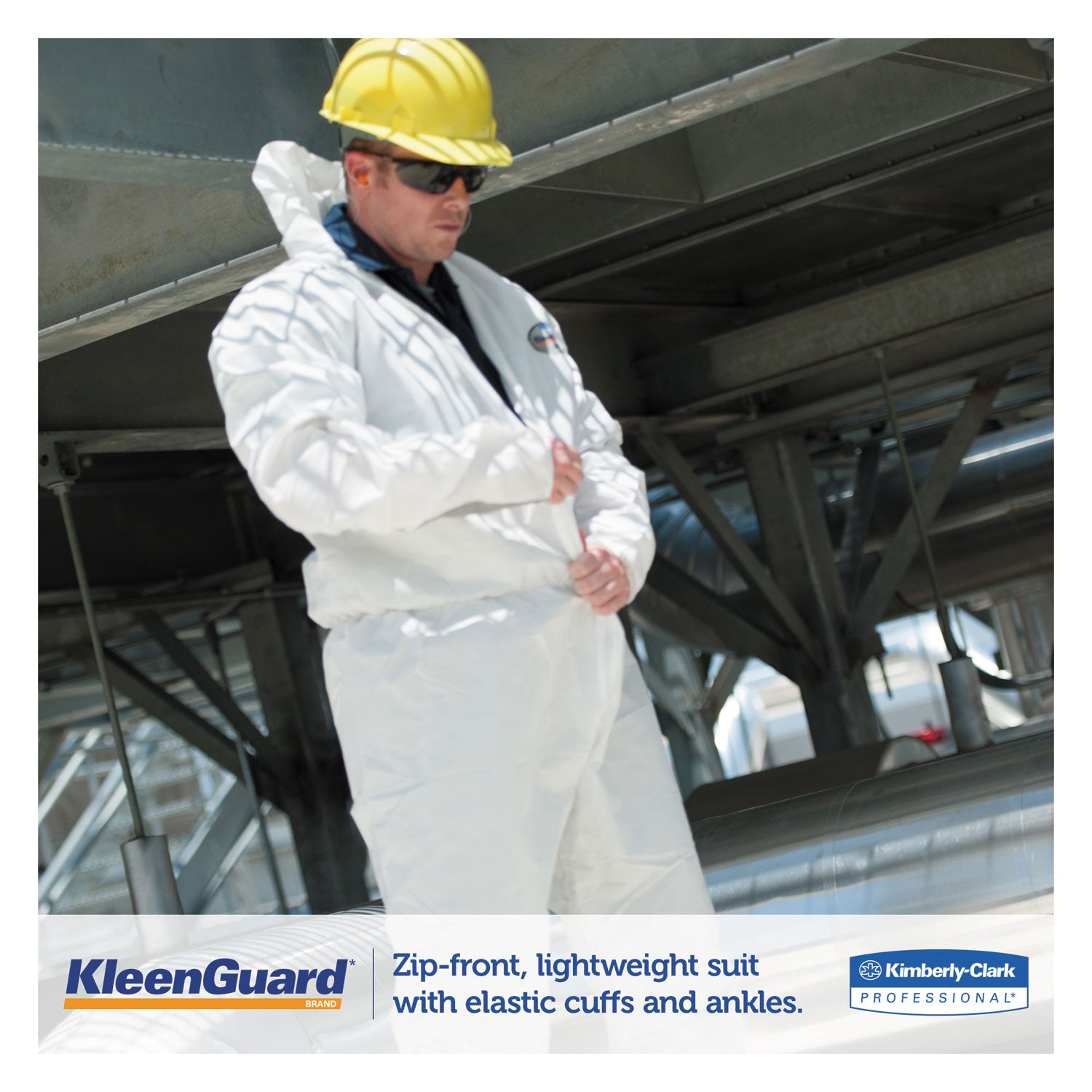 A35 Liquid and Particle Protection Coveralls, Zipper Front, Hooded, Elastic Wrists and Ankles, Large, White, 25/Carton