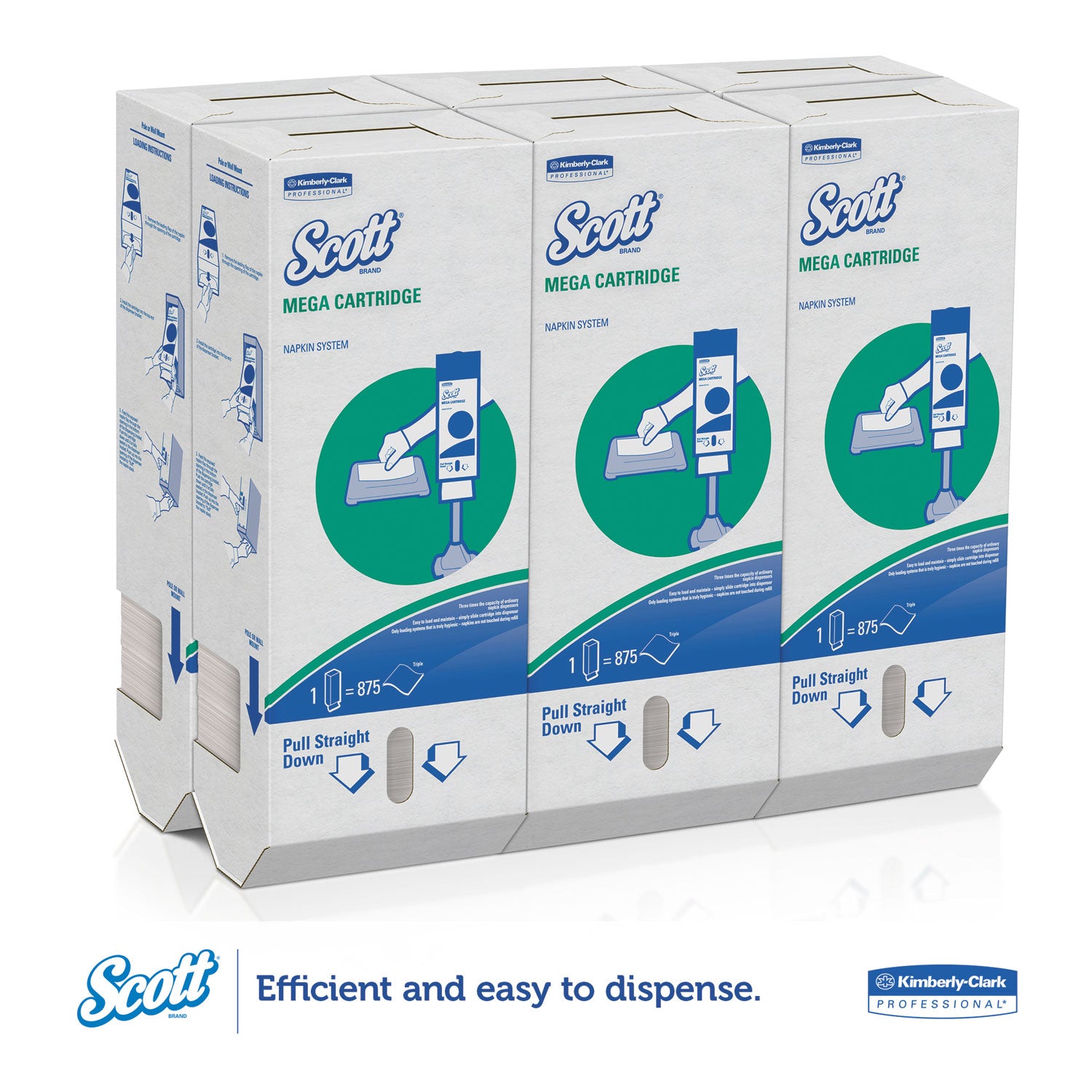 MegaCartridge Napkins, 1-Ply, 8 2/5 x 6 1/2, White, 875/Pack, 6 Packs/Carton
