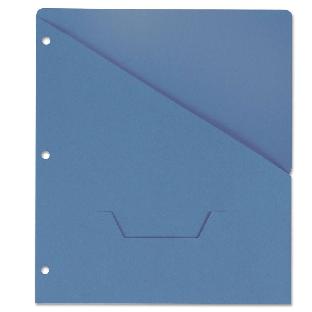 Slash-Cut Pockets for Three-Ring Binders, Jacket, Letter, 11 Pt., Blue, 10/Pack - 