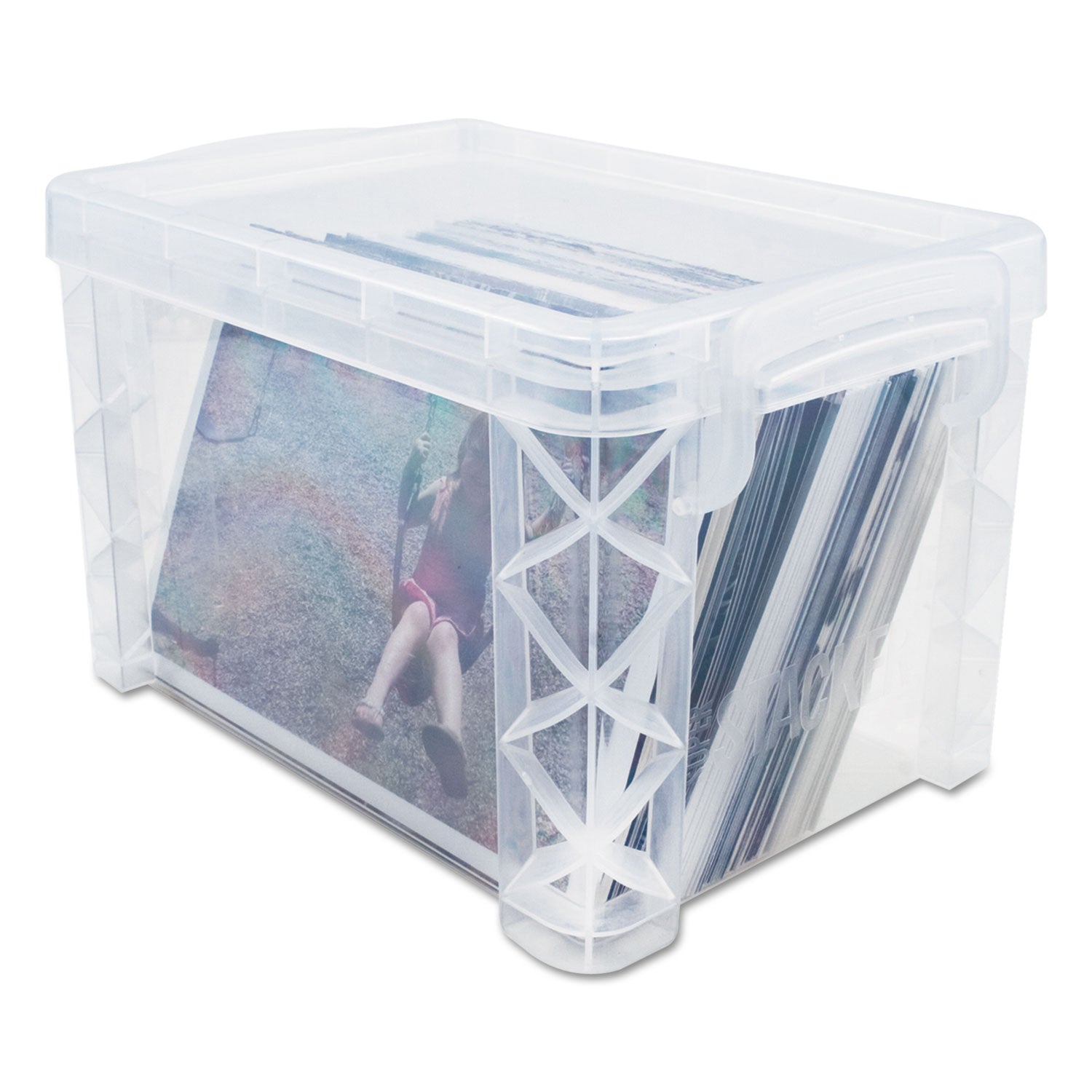 Super Stacker Storage Boxes, Holds 400 3 x 5 Cards, 6.25 x 3.88 x 3.5, Plastic, Clear - 