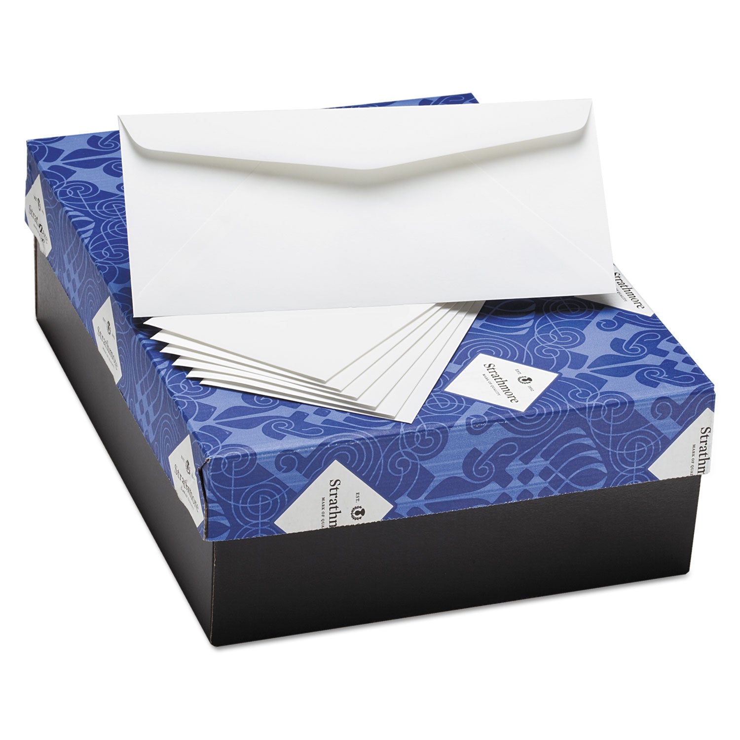 25% Cotton Business Envelopes, #10, Bankers Flap, Gummed Closure, 4.13 x 9.5, Natural White, Wove Finish, 500/Box - 