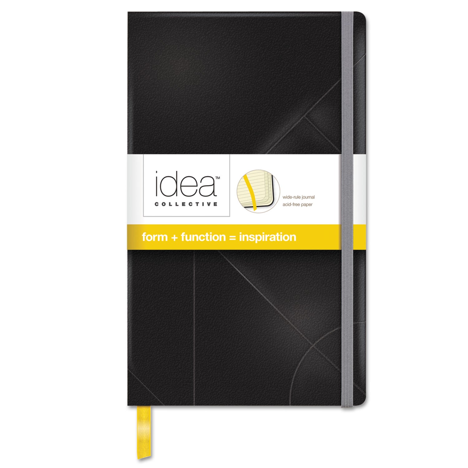 Idea Collective Journal, Hardcover with Elastic Closure, 1-Subject, Wide/Legal Rule, Black Cover, (120) 8.25 x 5 Sheets - 
