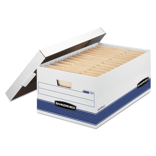 STOR/FILE Medium-Duty Storage Boxes, Legal Files, 15.88" x 25.38" x 10.25", White/Blue, 12/Carton - 