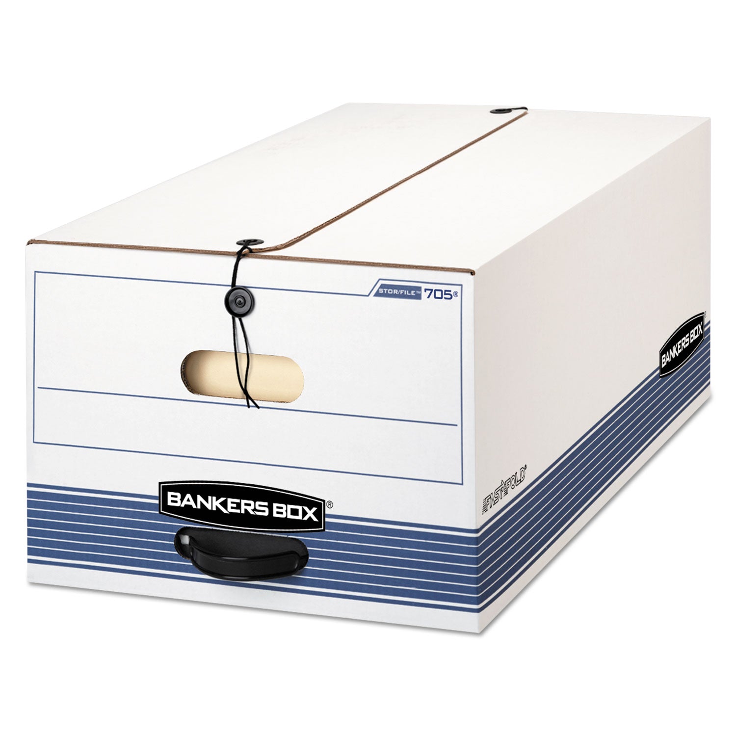 STOR/FILE Medium-Duty Strength Storage Boxes, Legal Files, 15.25" x 19.75" x 10.75", White/Blue, 4/Carton - 