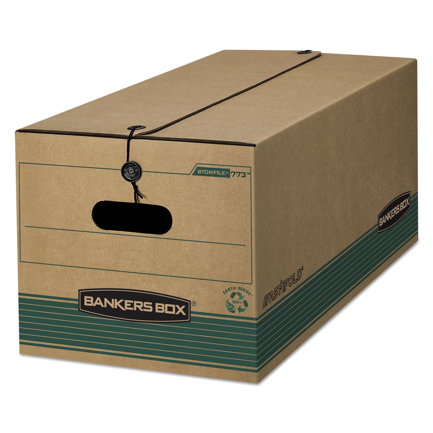 STOR/FILE Medium-Duty Strength Storage Boxes, Legal Files, 15.25" x 24.13" x 10.75", Kraft/Green, 12/Carton - 