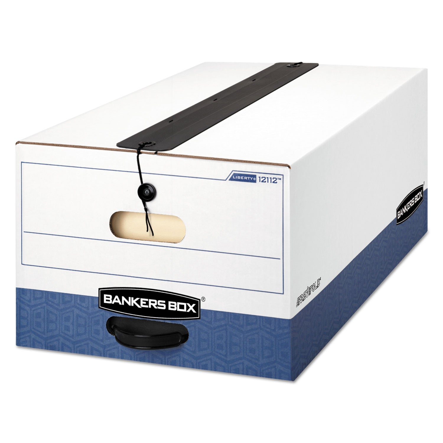 LIBERTY Plus Heavy-Duty Strength Storage Boxes, Legal Files, 15.25" x 24.13" x 10.75", White/Blue, 12/Carton - 