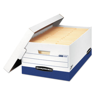 PRESTO Heavy-Duty Storage Boxes, Legal Files, 16" x 10.38", White/Blue, 12/Carton - 
