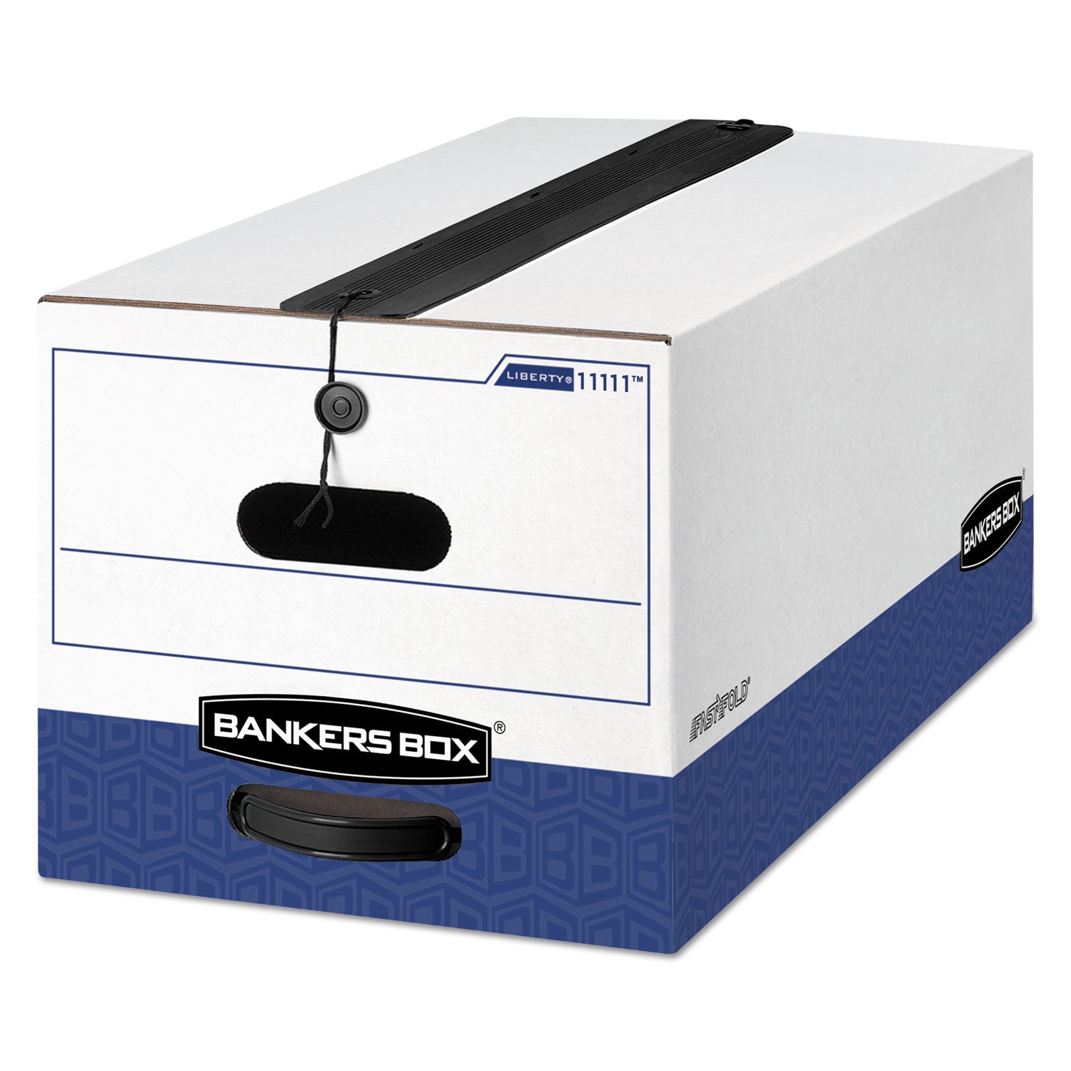 LIBERTY Plus Heavy-Duty Strength Storage Boxes, Letter Files, 12.25" x 24.13" x 10.75", White/Blue, 12/Carton - 