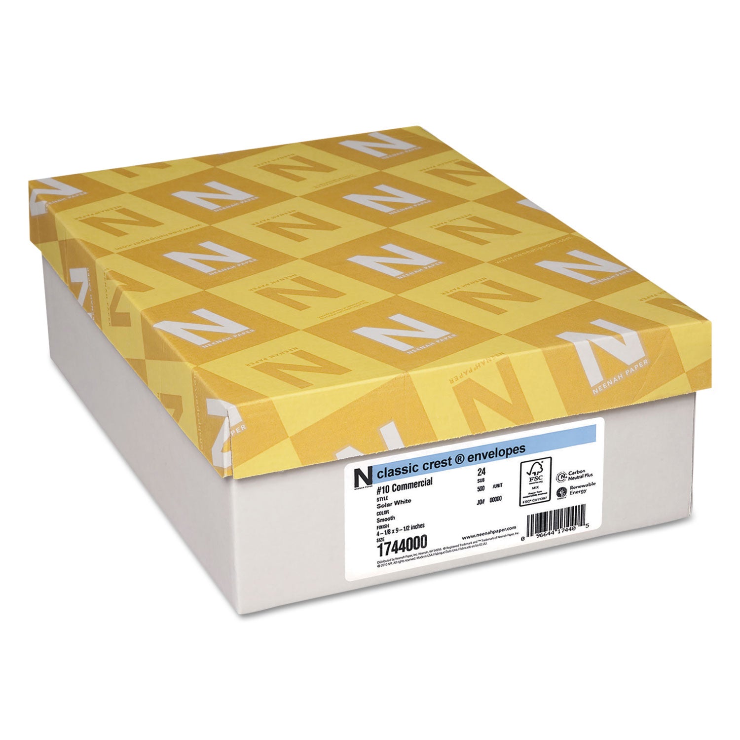 CLASSIC CREST #10 Envelope, Commercial Flap, Gummed Closure, 4.13 x 9.5, Solar White, 500/Box - 