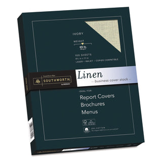 25% Cotton Linen Cover Stock, 65 lb Cover Weight, 8.5 x 11, 100/Pack