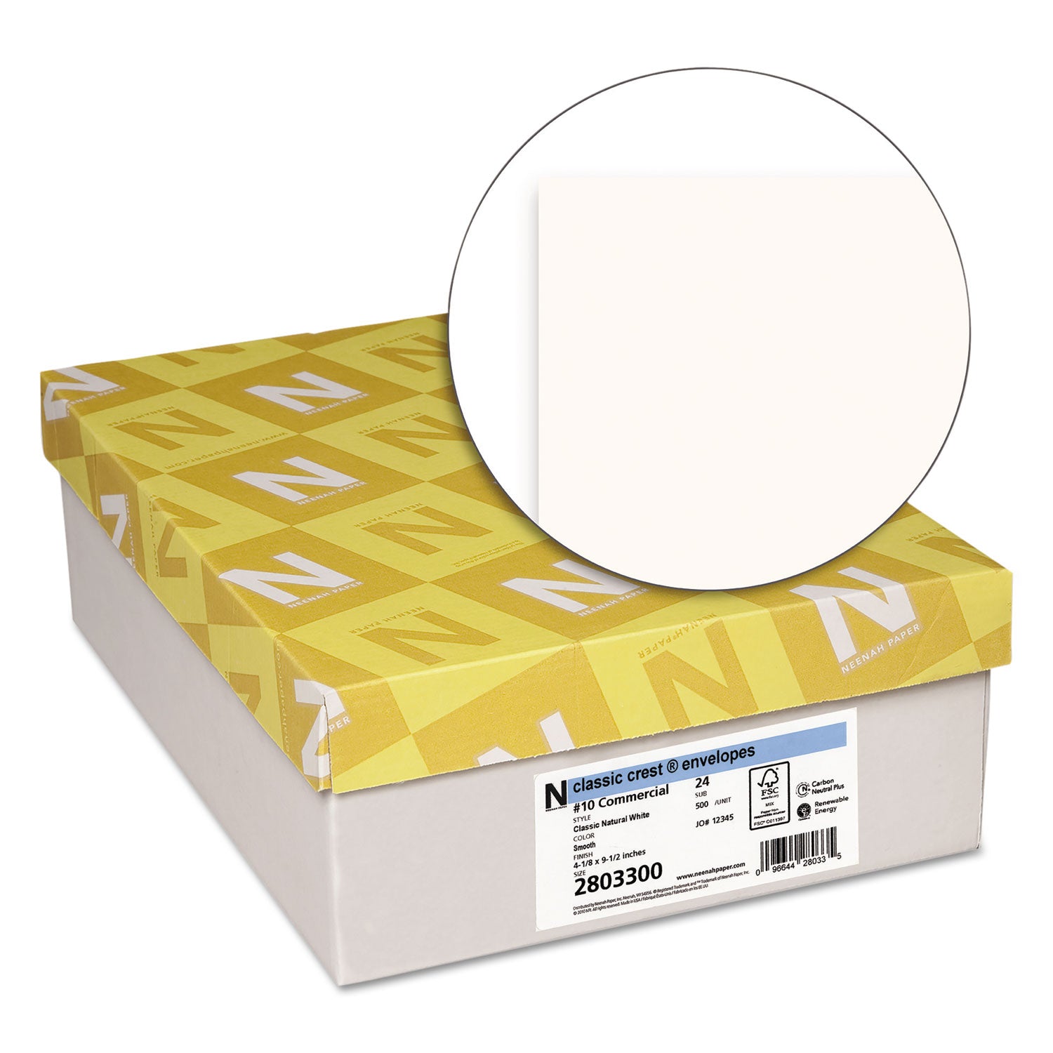 CLASSIC CREST #10 Envelope, Commercial Flap, Gummed Closure, 4.13 x 9.5, Classic Natural White, 500/Box - 