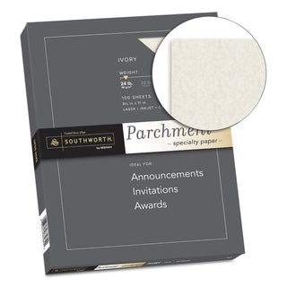 Parchment Specialty Paper, Ivory, 24 lb., 8 1/2 x 11, 100/Box, Sold as 1 Package