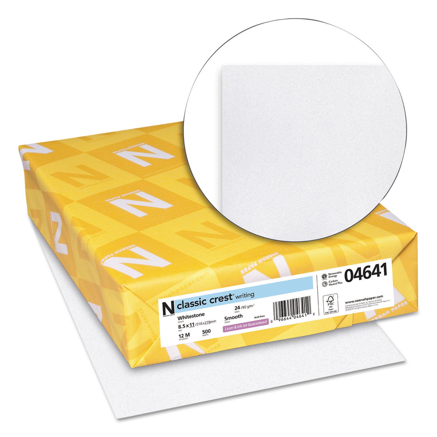 CLASSIC CREST Stationery Writing Paper, 24 lb Bond Weight, 8.5 x 11, Whitestone, 500/Ream - 