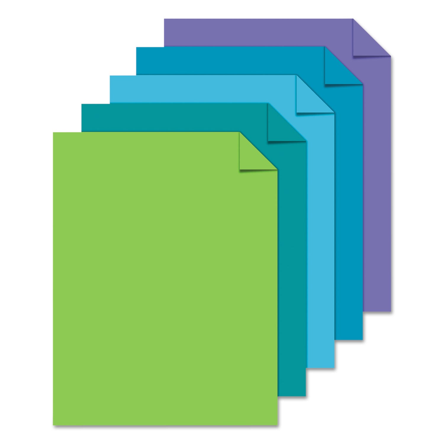 Color Paper - "Cool" Assortment, 24 lb Bond Weight, 8.5 x 11, Assorted Cool Colors, 500/Ream