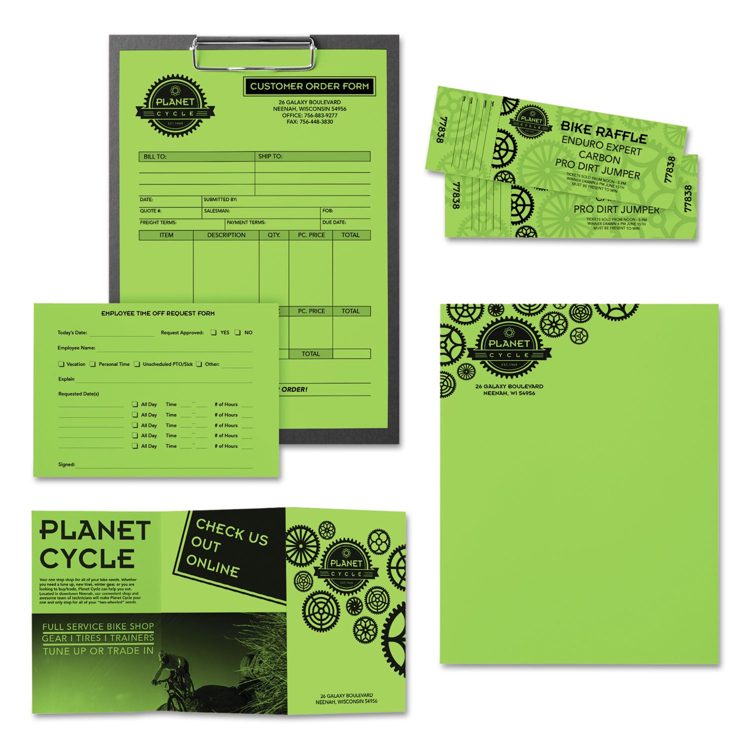 Color Paper, 24 lb Bond Weight, 8.5 x 11, Martian Green, 500/Ream