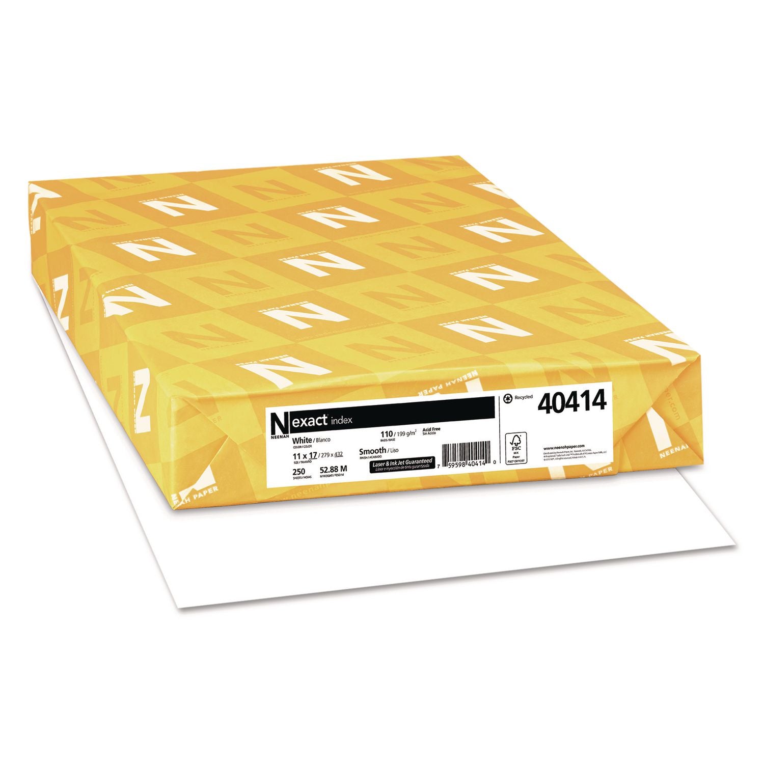 Exact Index Card Stock, 92 Bright, 110 lb Index Weight, 11 x 17, White, 250/Pack