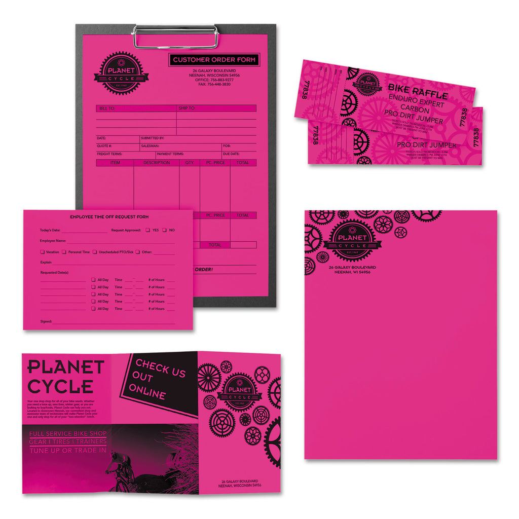 Color Paper, 24 lb Bond Weight, 8.5 x 11, Fireball Fuchsia, 500/Ream
