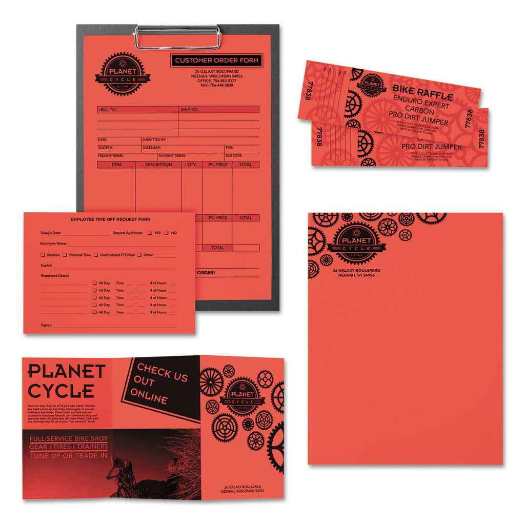 Color Paper, 24 lb Bond Weight, 8.5 x 11, Rocket Red, 500/Ream