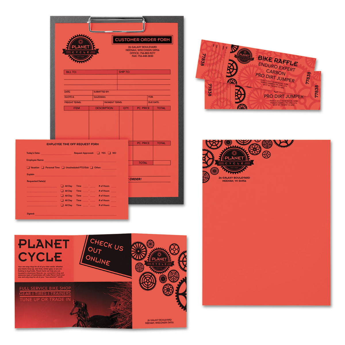 Color Paper, 24 lb Bond Weight, 8.5 x 11, Rocket Red, 500/Ream