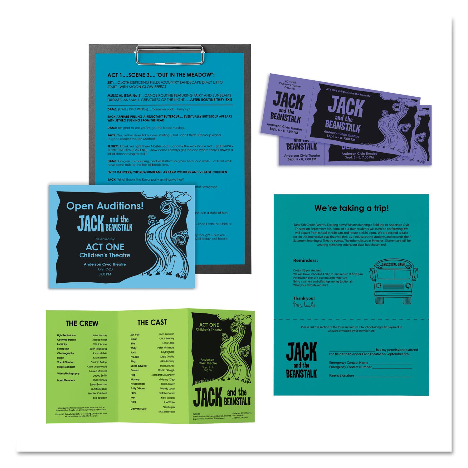 Color Paper - "Cool" Assortment, 24 lb Bond Weight, 8.5 x 11, Assorted Cool Colors, 500/Ream