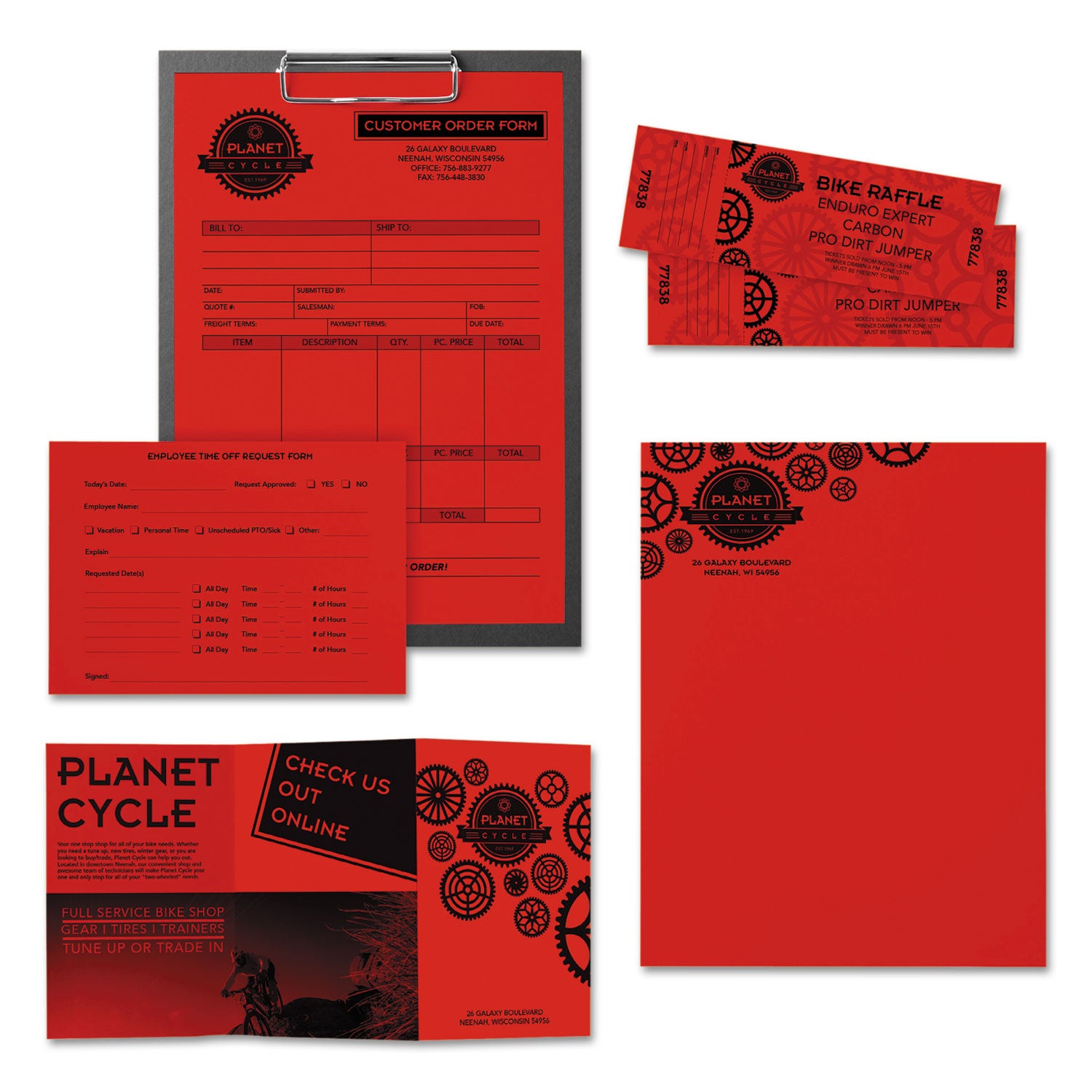 Color Paper, 24 lb Bond Weight, 11 x 17, Re-Entry Red, 500/Ream - 