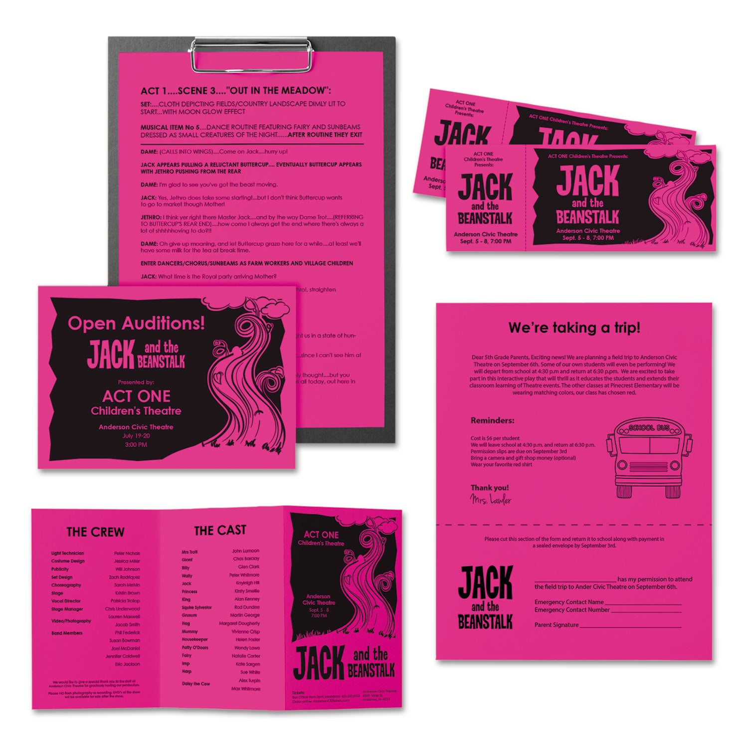 Color Paper, 24 lb Bond Weight, 8.5 x 11, Fireball Fuchsia, 500/Ream