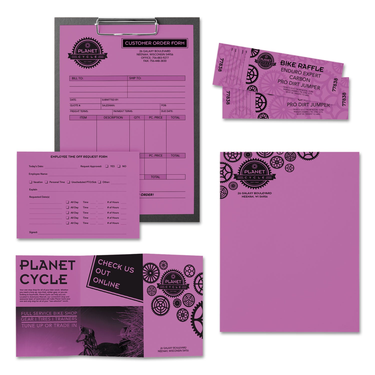 Color Paper, 24 lb Bond Weight, 8.5 x 11, Outrageous Orchid, 500/Ream