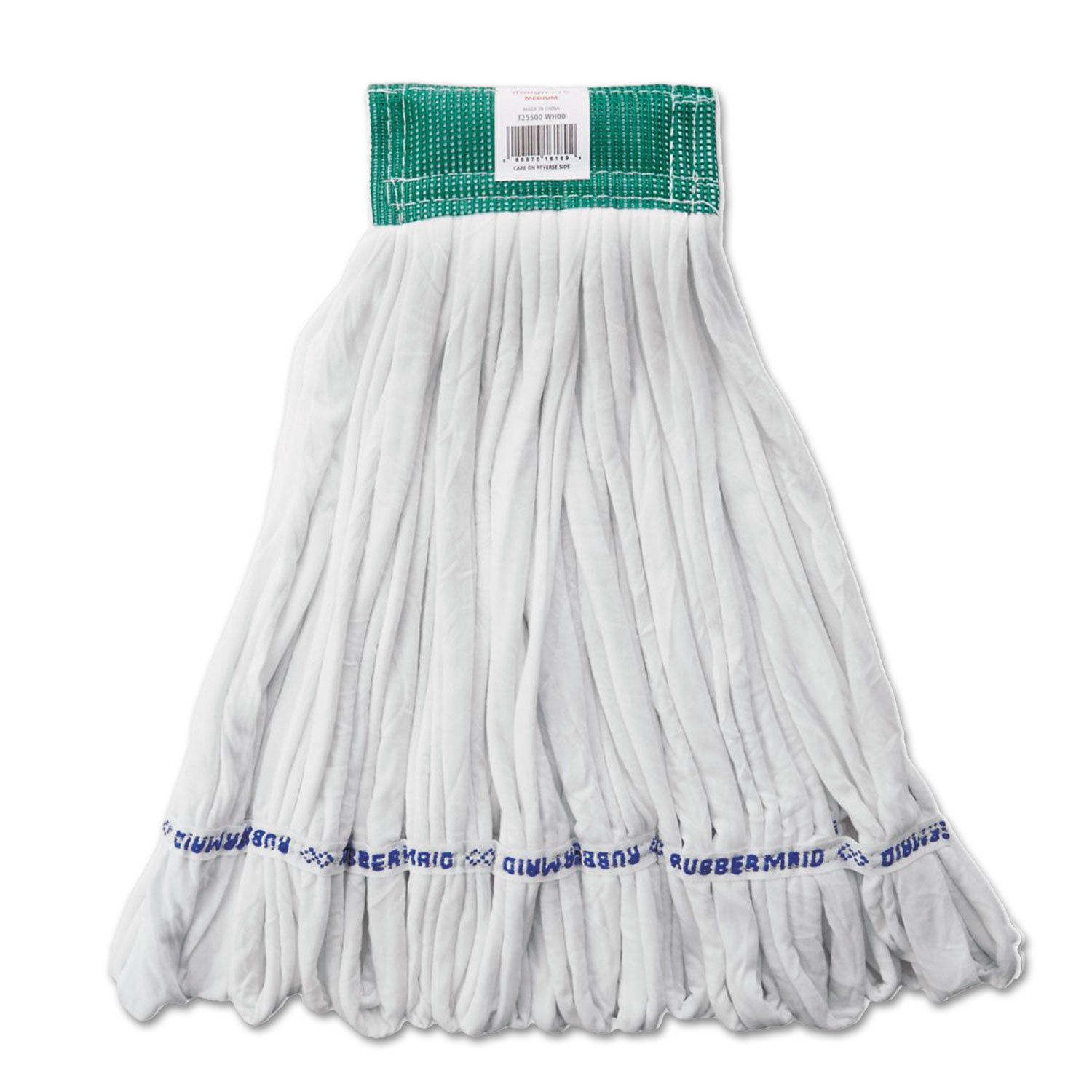 Rough Floor Mop Head, Medium, Cotton/Synthetic, White, 12/Carton - 
