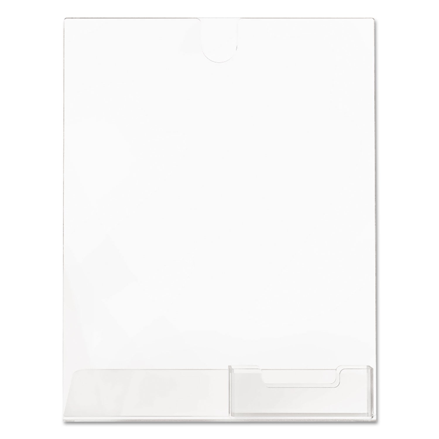 Superior Image Slanted Sign Holder with Business Card Holder, 8.5w x 4.5d x 11h, Clear - 