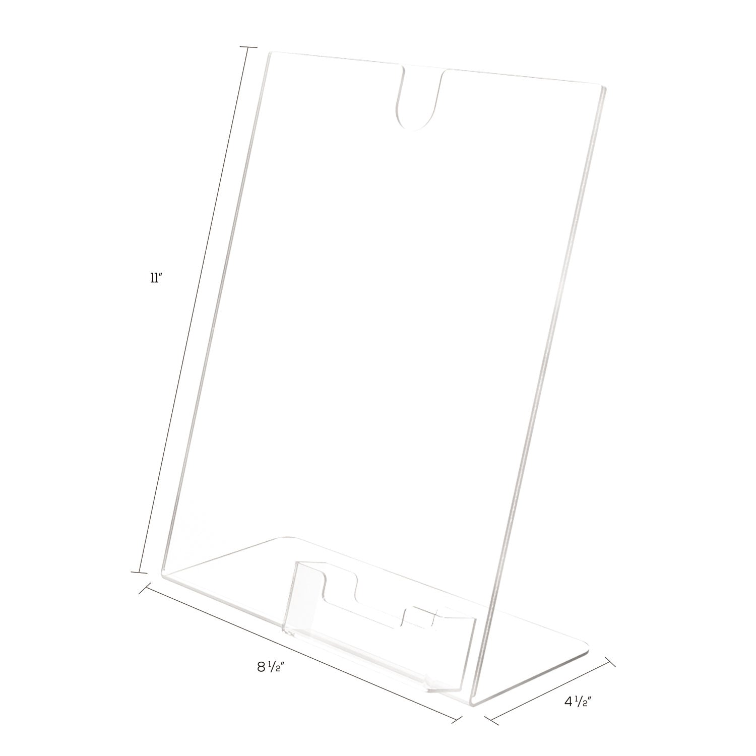 Superior Image Slanted Sign Holder with Business Card Holder, 8.5w x 4.5d x 11h, Clear - 