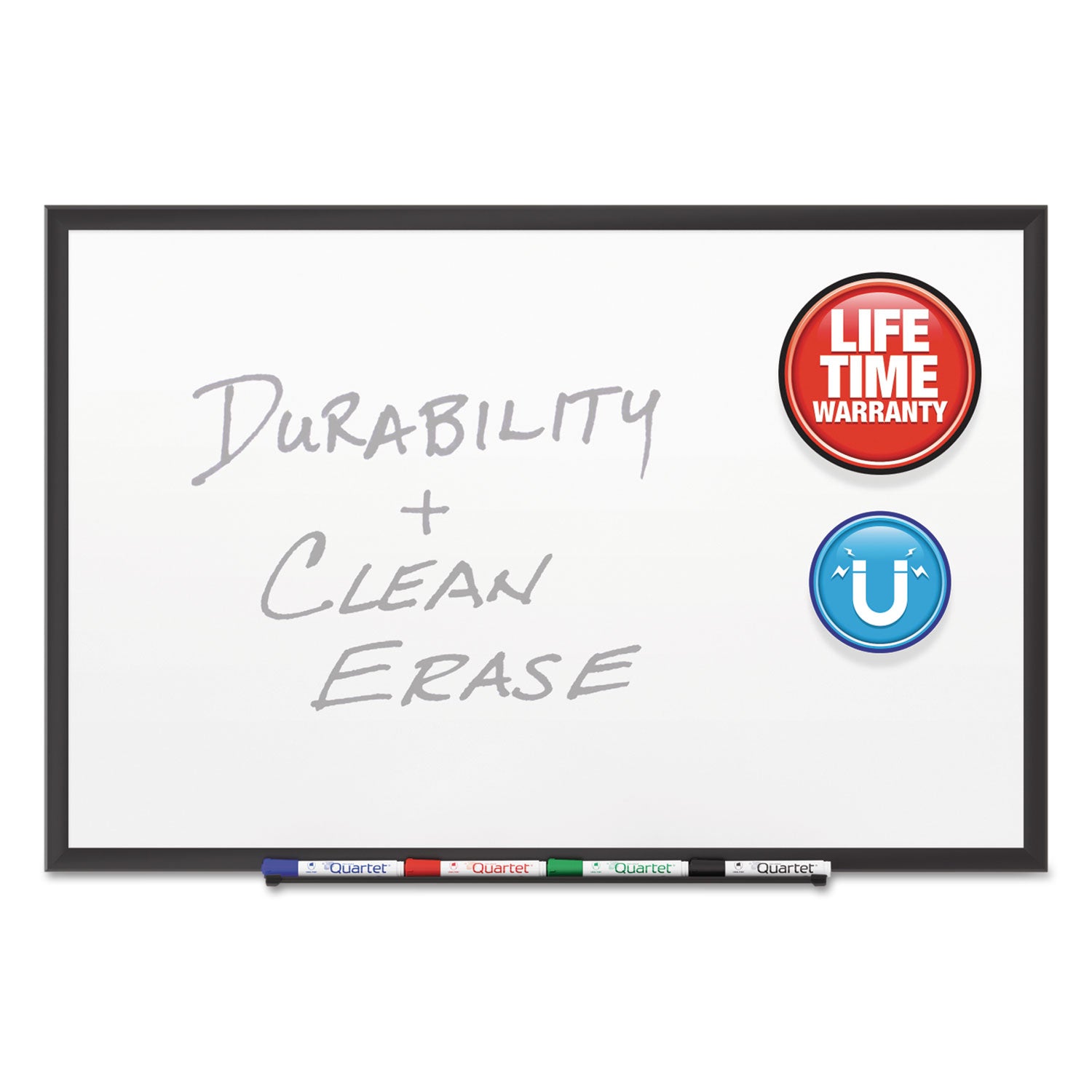 Classic Series Porcelain Magnetic Dry Erase Board, 96 x 48, White Surface, Black Aluminum Frame - 