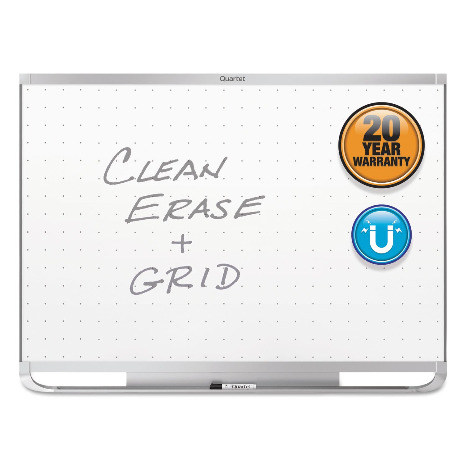 Prestige 2 Magnetic Total Erase Whiteboard, 48 x 36, White Surface, Silver Aluminum/Plastic Frame - 