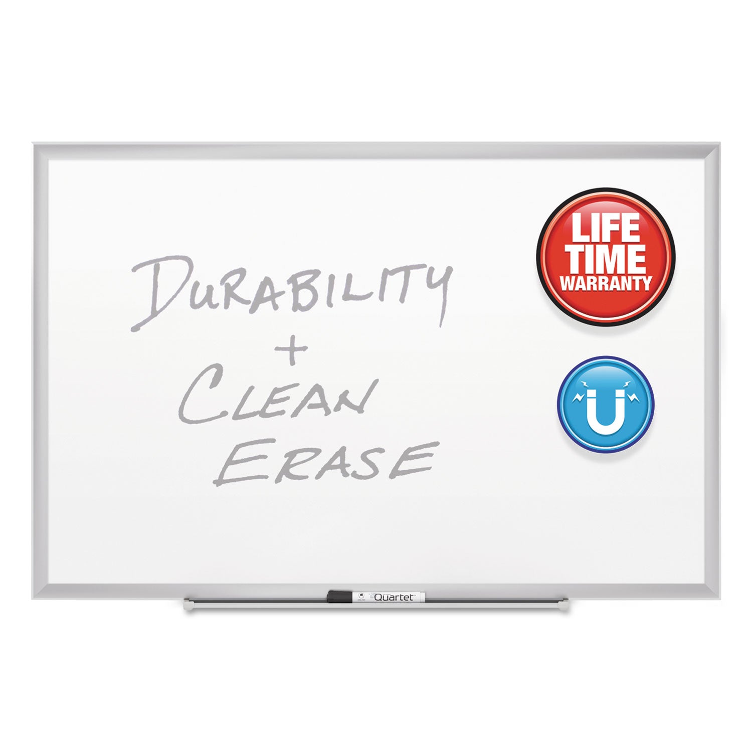 Classic Series Porcelain Magnetic Dry Erase Board, 36 x 24, White Surface, Silver Aluminum Frame - 
