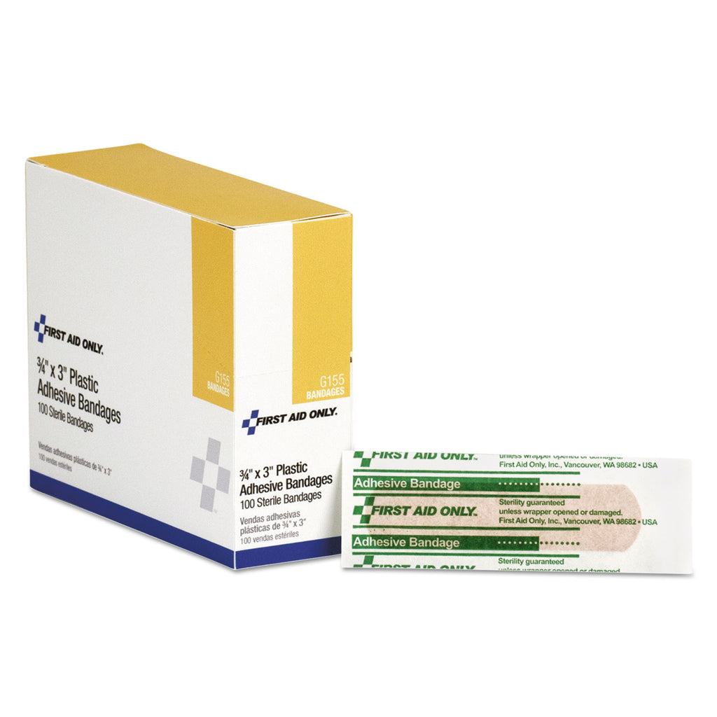 Plastic Adhesive Bandages, 3 x 0.75, 100/Box