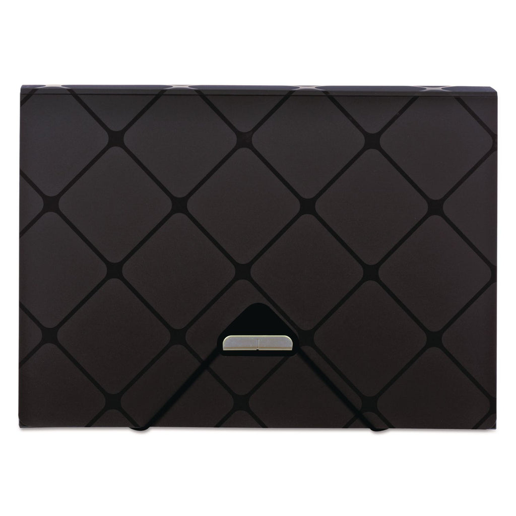 Poly Expanding File, 1.5" Expansion, 13 Sections, Cord/Hook Closure, 1/12-Cut Tabs, Letter Size, Black